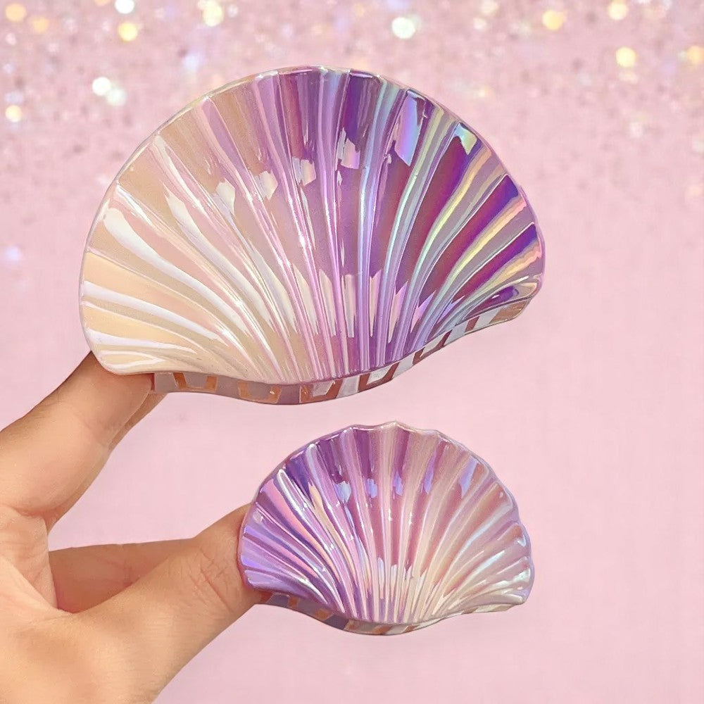 Seashimmer Shell Claw Clip – Hair Clip | Iridescent pastel fashion accessory from Rainbowscape