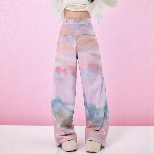 Cloud Parade Wide-Leg Jeans – Jeans | Iridescent pastel fashion accessory from Rainbowscape