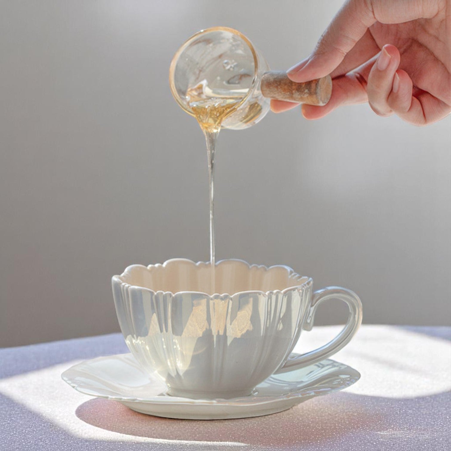 Petal Whirl Porcelain Teacup Set – Cups | Iridescent pastel fashion accessory from Rainbowscape