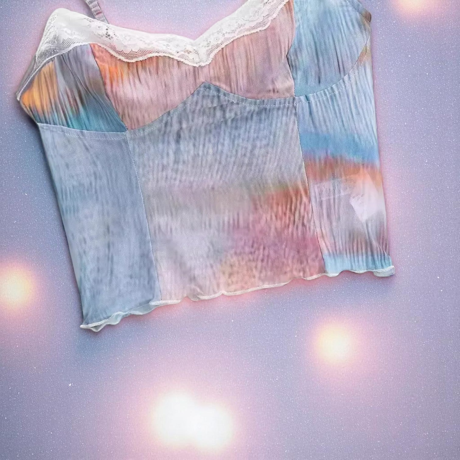 Misty Muse Lace Cami – Camis | Iridescent pastel fashion accessory from Rainbowscape