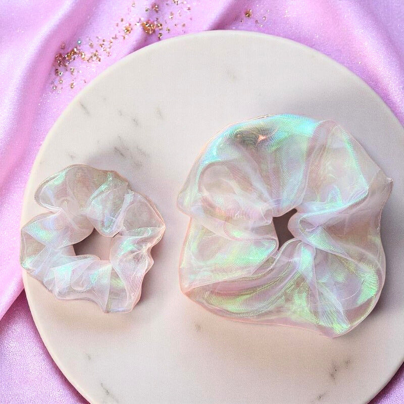 Whimsy Puff Cloud Scrunchie – Hairband | Iridescent pastel fashion accessory from Rainbowscape