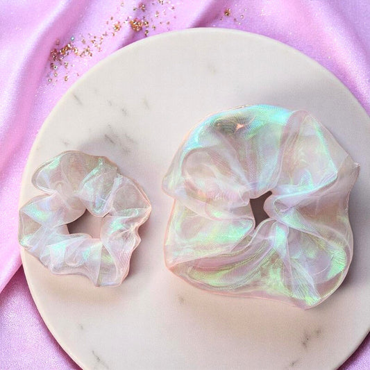 Whimsy Puff Cloud Scrunchie – Hairband | Iridescent pastel fashion accessory from Rainbowscape