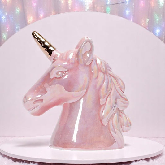 The Gilded Whimsycorn Treasure Keeper – Piggy bank | Iridescent pastel fashion accessory from Rainbowscape