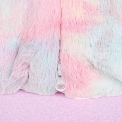 Frosted Bubblegum Dream Faux Fur Jacket – Jacket | Iridescent pastel fashion accessory from Rainbowscape