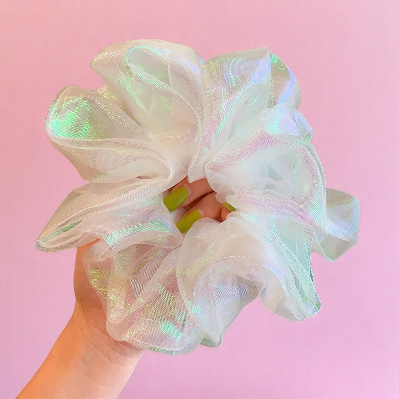 Whimsy Puff Cloud Scrunchie – Hairband | Iridescent pastel fashion accessory from Rainbowscape