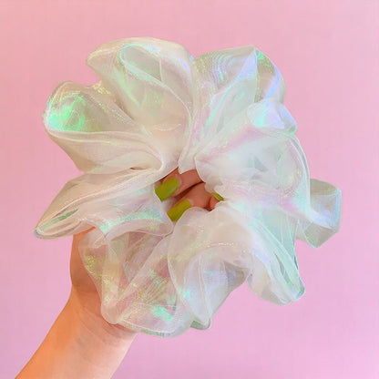 Whimsy Puff Cloud Scrunchie – Hairband | Iridescent pastel fashion accessory from Rainbowscape