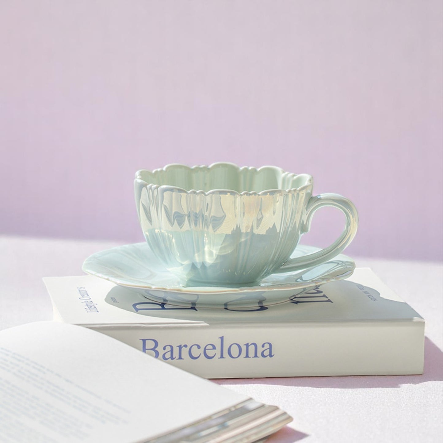 Petal Whirl Porcelain Teacup Set – Cups | Iridescent pastel fashion accessory from Rainbowscape