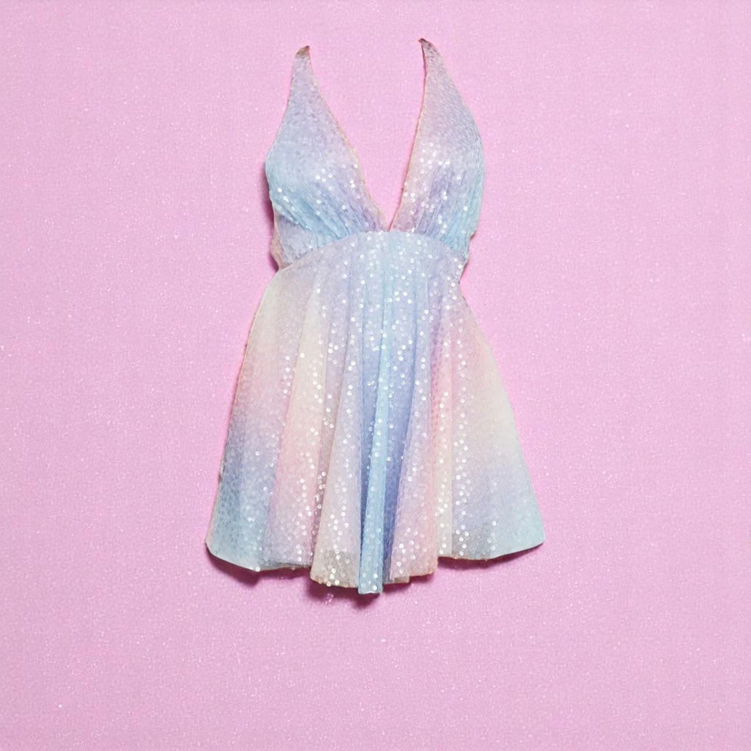 Stardust Serenade Halter Dress – Dress | Iridescent pastel fashion accessory from Rainbowscape