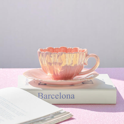 Petal Whirl Porcelain Teacup Set – Cups | Iridescent pastel fashion accessory from Rainbowscape