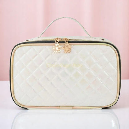 Celestial Glam Travel Vault – Makeup Bag | Iridescent pastel fashion accessory from Rainbowscape